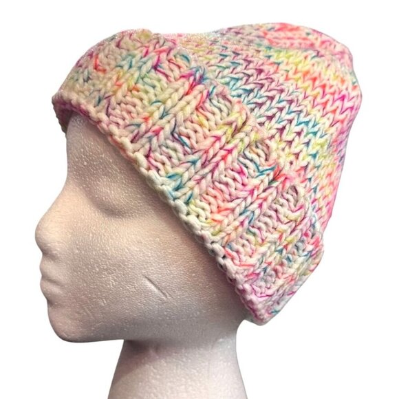 Ardene Rainbow Knit Beanie Hat Adult One Size Multicolor Winter‎ Boggan - Picture 1 of 8